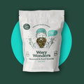 Wavy Wonders Seaweed & Seed Snacks with sea salt, featuring colorful seaweed and seed pieces in a clear snack package.