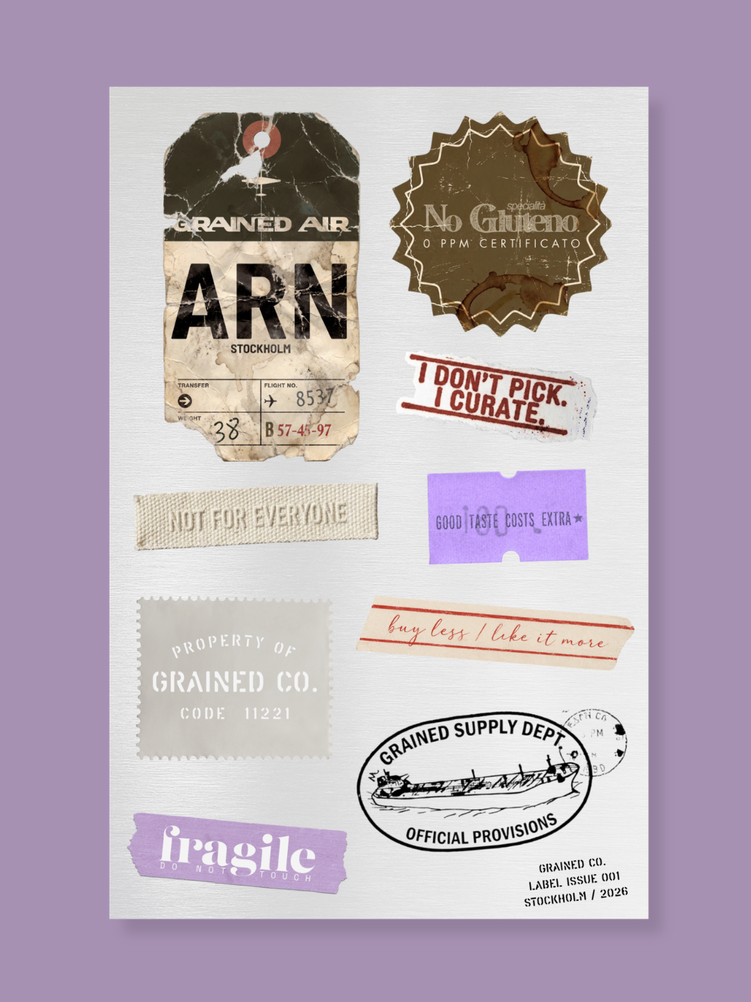 GRAINED Sticker Sheet - Label Issue 001