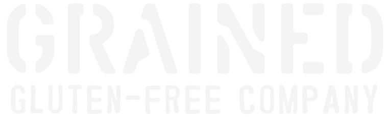Grained Gluten-Free Company logo in white text on a light gray background