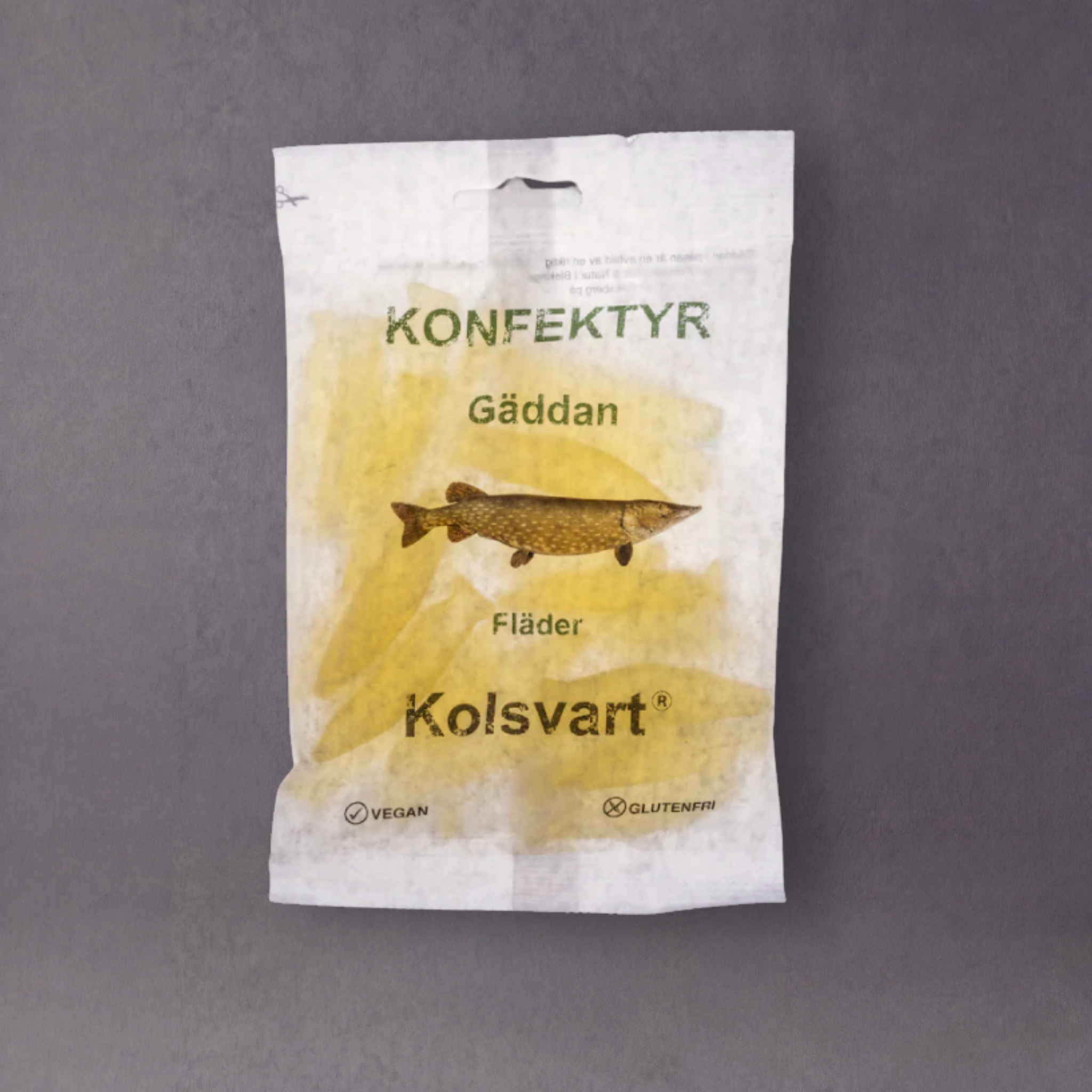 Organic Swedish candy called Kolsvart Konfektyr by GRAINED, featuring dark, flavorful sweets in a close-up image.