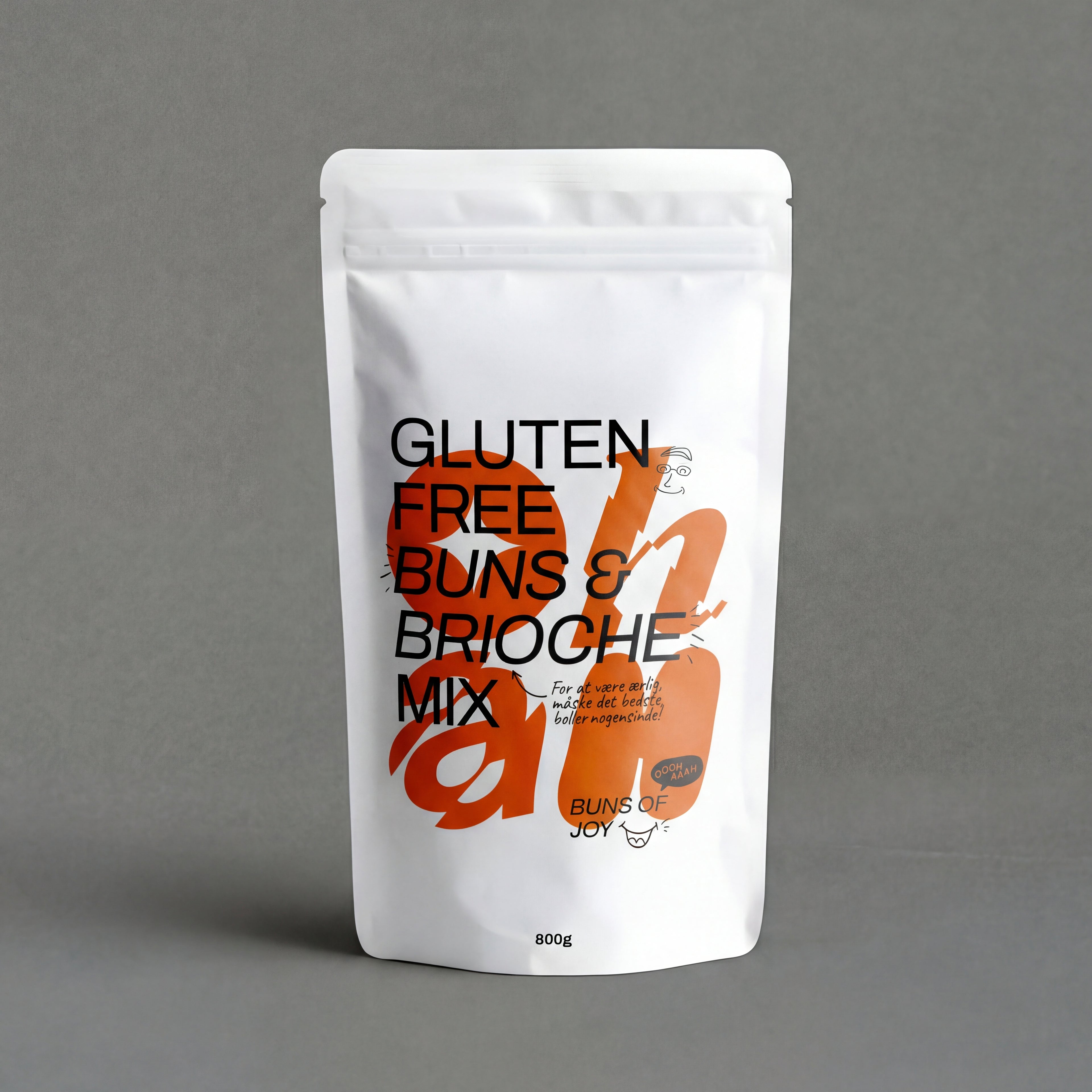 Gluten-free brioche buns made with OhAh! Alternative Baking Mixes by GRAINED CO., 400g package.