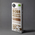 Organic soba pasta by Diet Food, featuring buckwheat noodles with a natural, rustic appearance perfect for healthy meals.